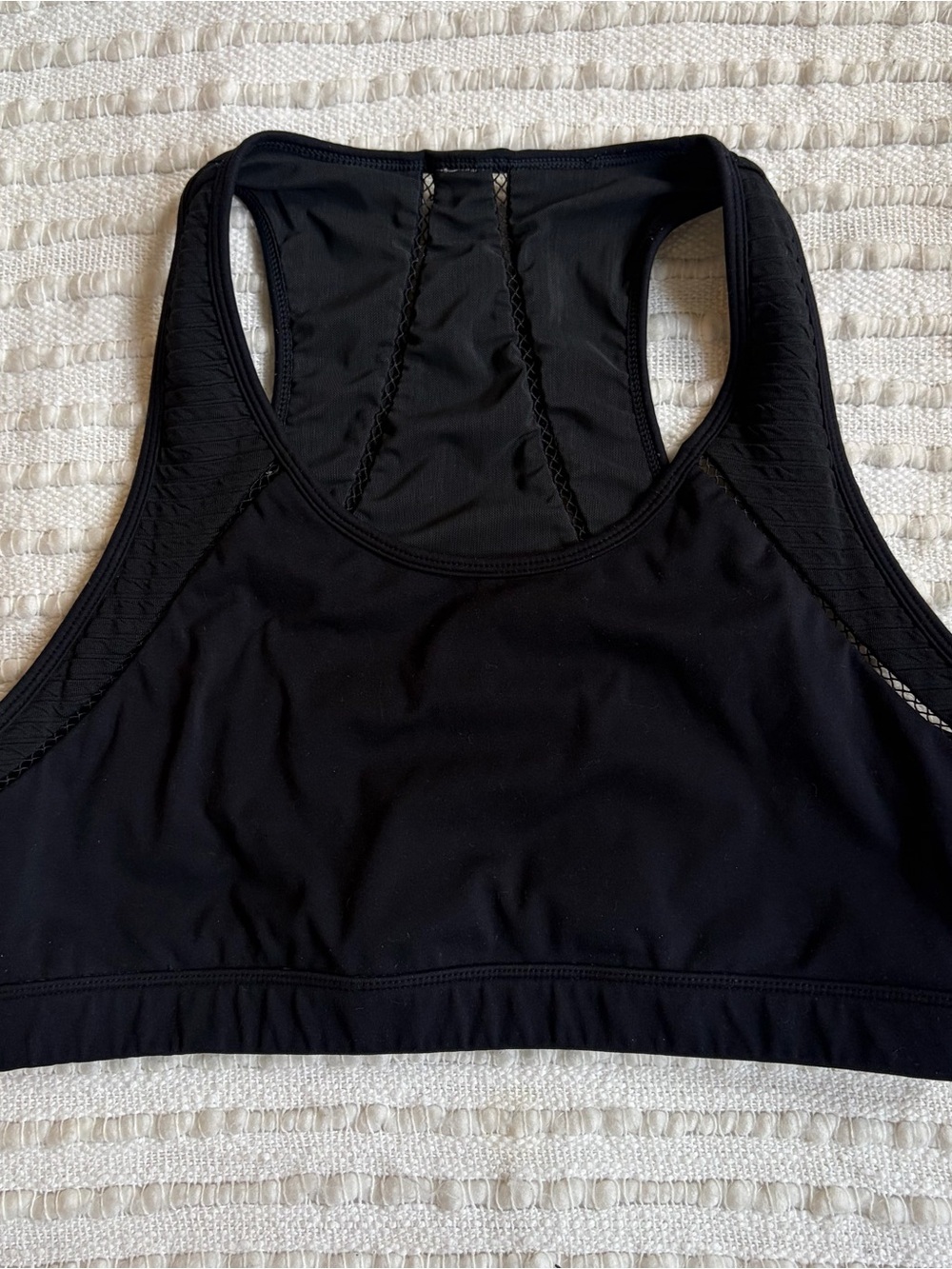 Fabletics Katelyn Medium Impact Mesh Racerback Sports Bra Black Size L-XL